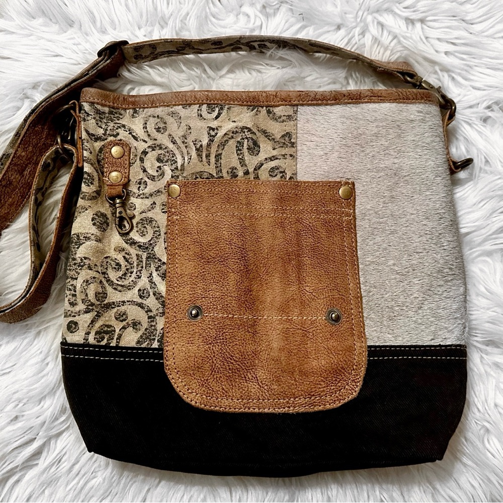 Women Myra Bag Boho Leather Patchwork Hobo Purse